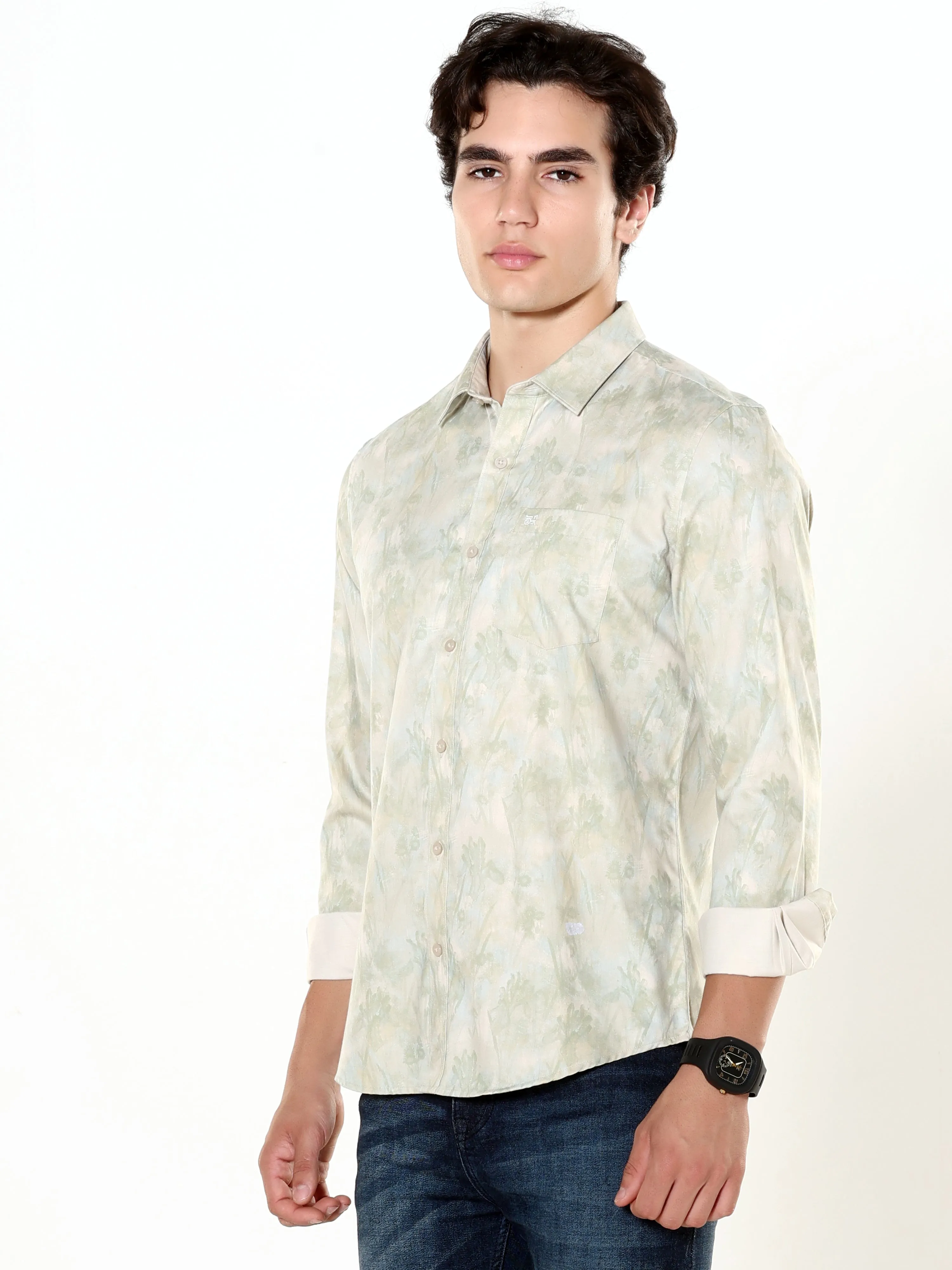 Titanite Meadow Beige Printed Shirt