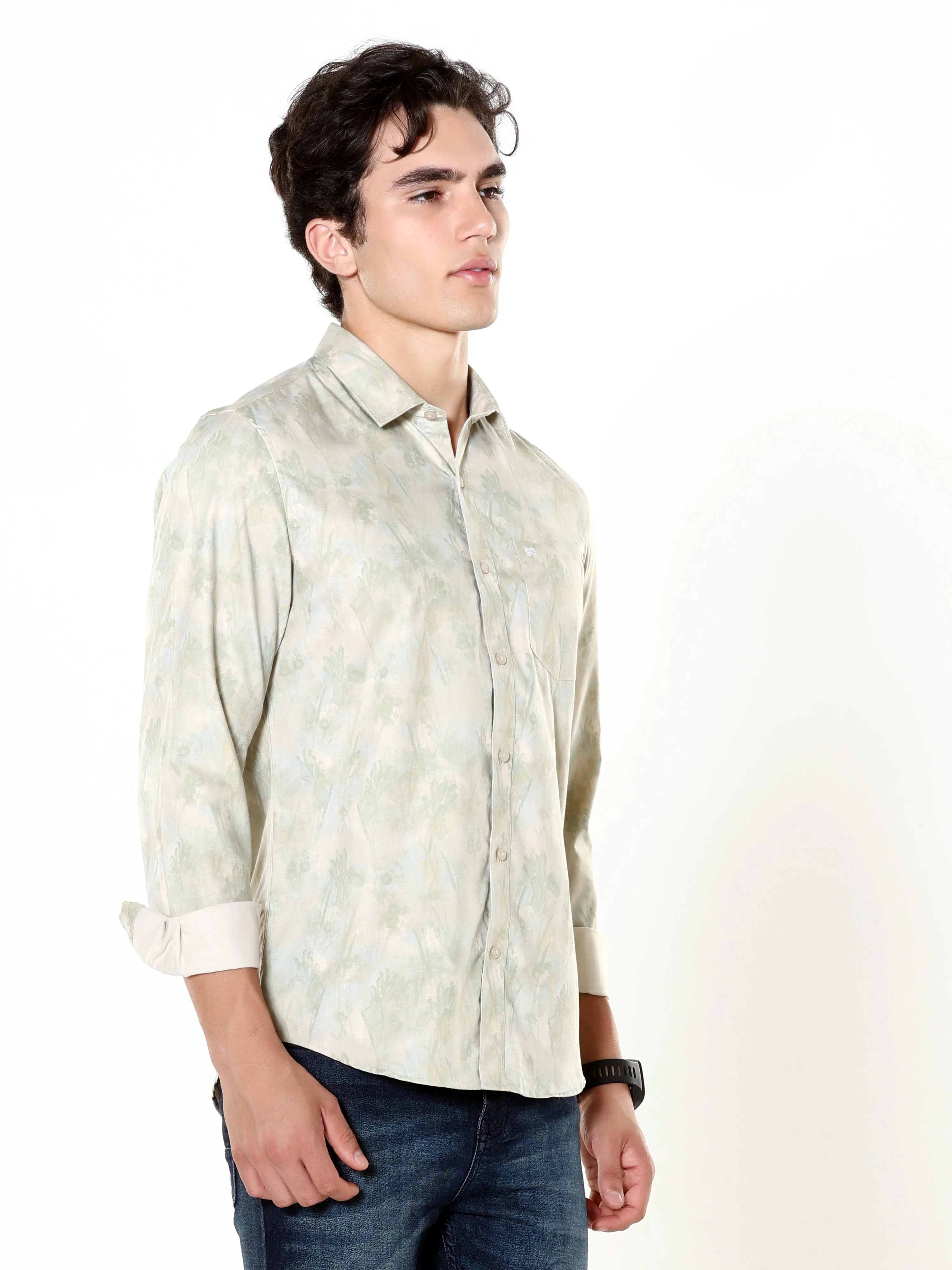 Titanite Meadow Beige Printed Shirt