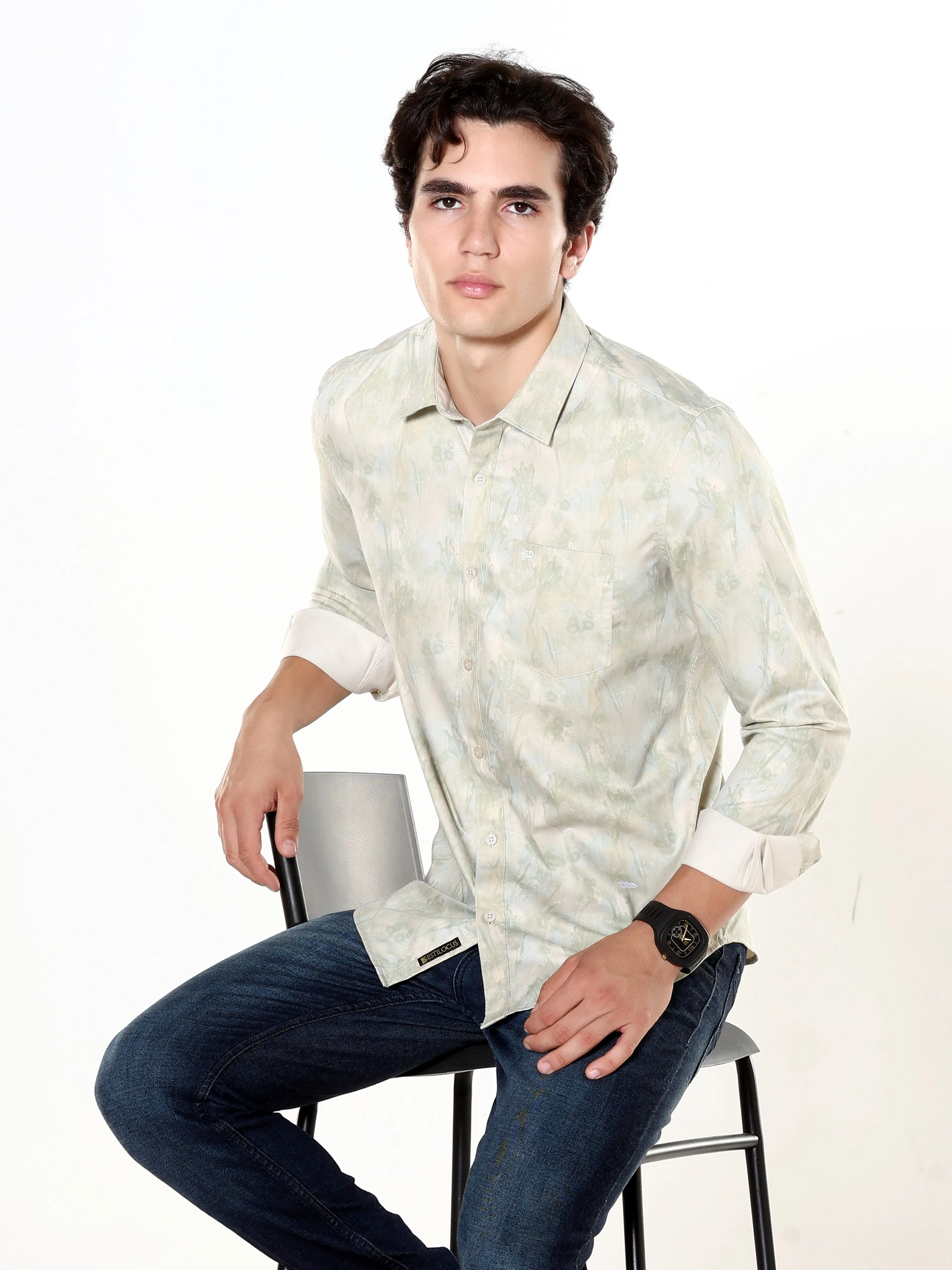 Titanite Meadow Beige Printed Shirt