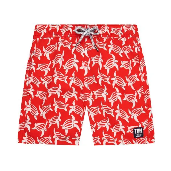 TOM & TEDDY - Boy's Shorts  (Red & White Turtles)
