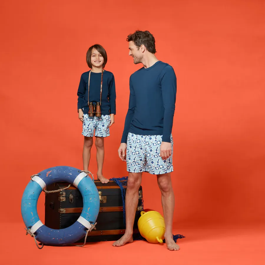 Tom & Teddy Flag Boys Swim Shorts FLABW-J - Blue/ White