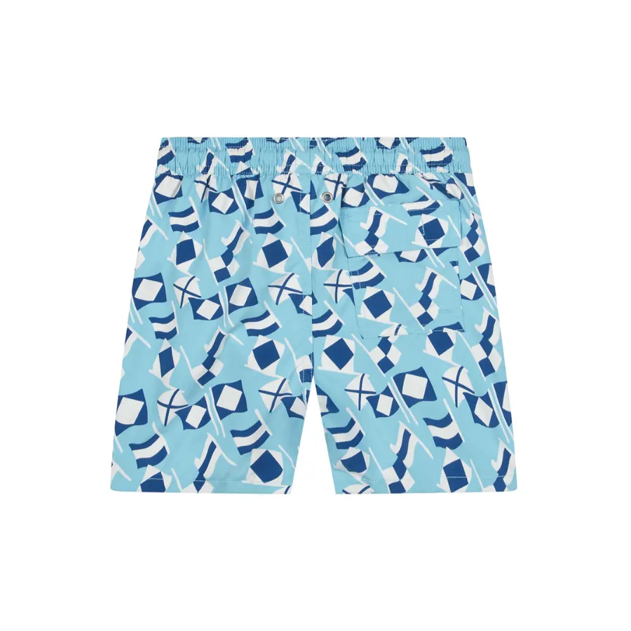 Tom & Teddy Flag Boys Swim Shorts FLABW-J - Blue/ White