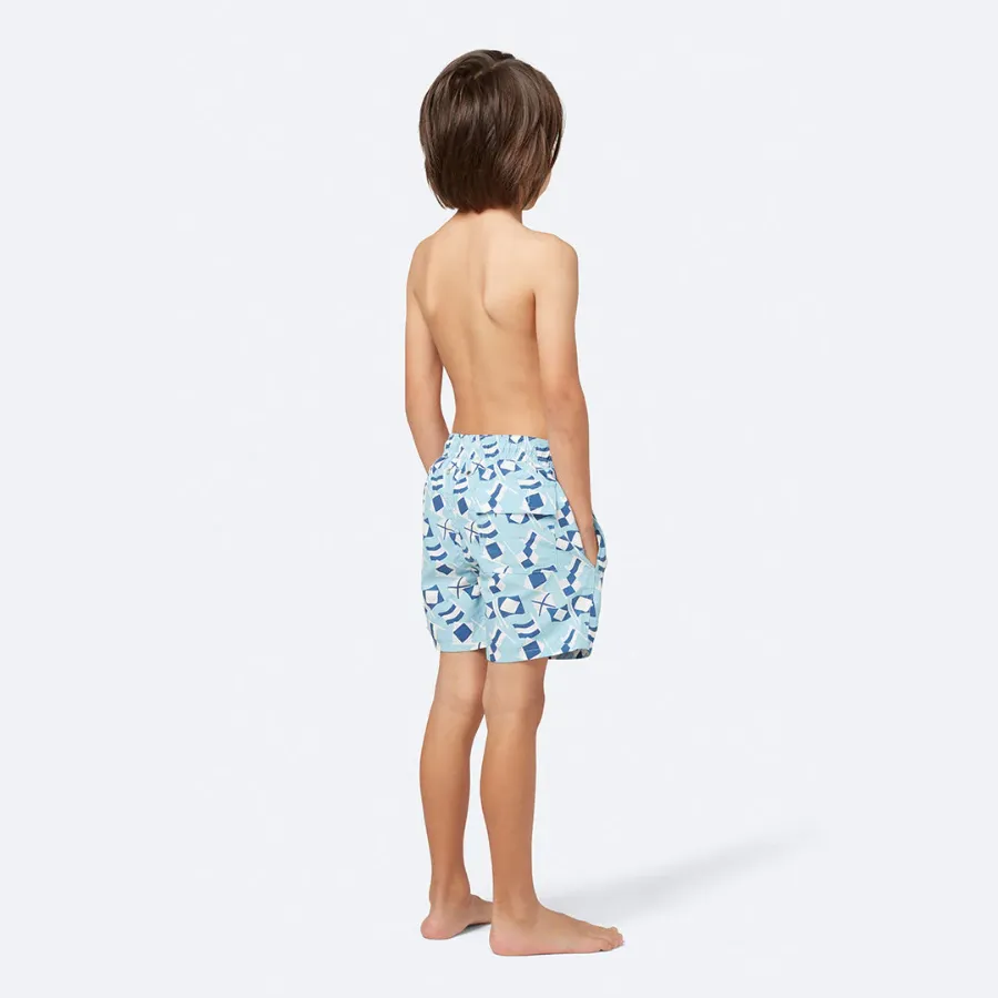 Tom & Teddy Flag Boys Swim Shorts FLABW-J - Blue/ White