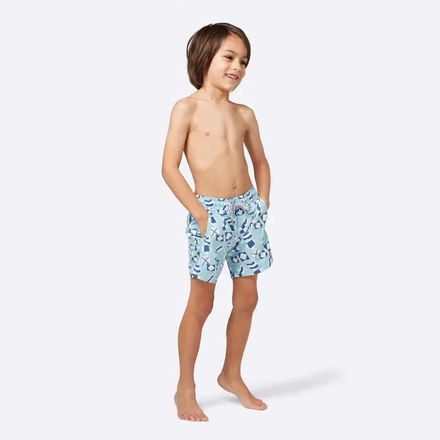 Tom & Teddy Flag Boys Swim Shorts FLABW-J - Blue/ White