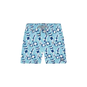 Tom & Teddy Flag Boys Swim Shorts FLABW-J - Blue/ White