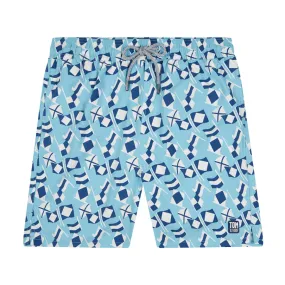 Tom & Teddy Flag Mens Swim Shorts FLABW - Blue/ White