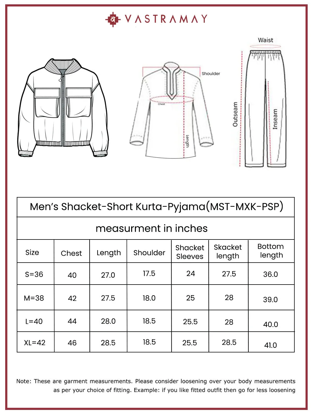 VASTRAMAY Men's Black Lycra Jacket,Kurta And Pant Set