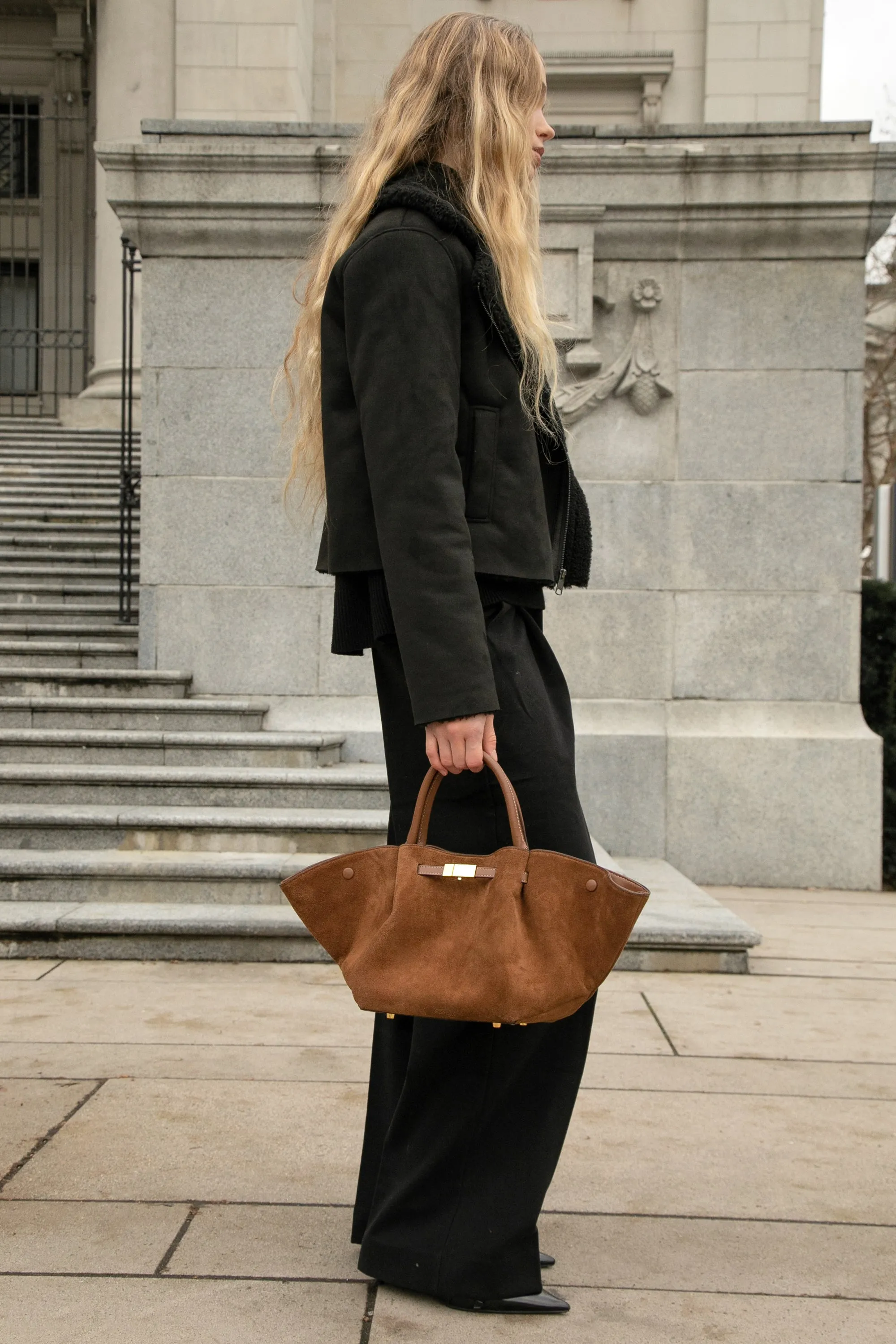 VEGAN SUEDE SHERPA AVIATOR JACKET