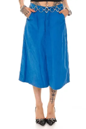 Vintage 80's Pale Blue Corduroy Denim Skirt - M/L