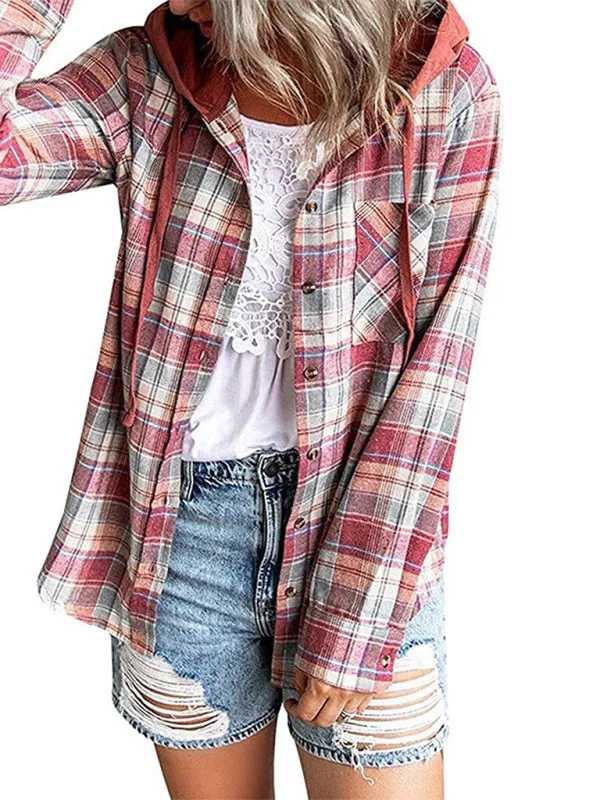 Wenkouban-Winter outfits ideas Women's Hoodie Button-Down Casual Shirt Jacket