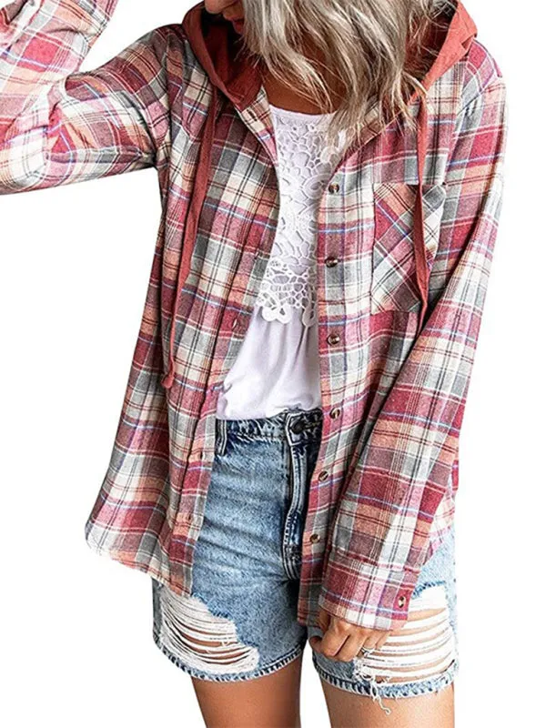 Wenkouban-Winter outfits ideas Women's Hoodie Button-Down Casual Shirt Jacket