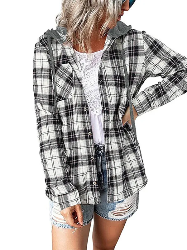 Wenkouban-Winter outfits ideas Women's Hoodie Button-Down Casual Shirt Jacket