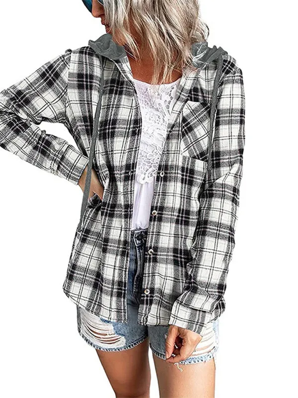Wenkouban-Winter outfits ideas Women's Hoodie Button-Down Casual Shirt Jacket