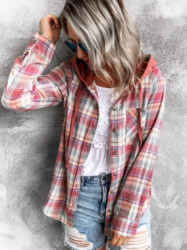 Wenkouban-Winter outfits ideas Women's Hoodie Button-Down Casual Shirt Jacket