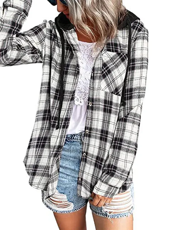 Wenkouban-Winter outfits ideas Women's Hoodie Button-Down Casual Shirt Jacket