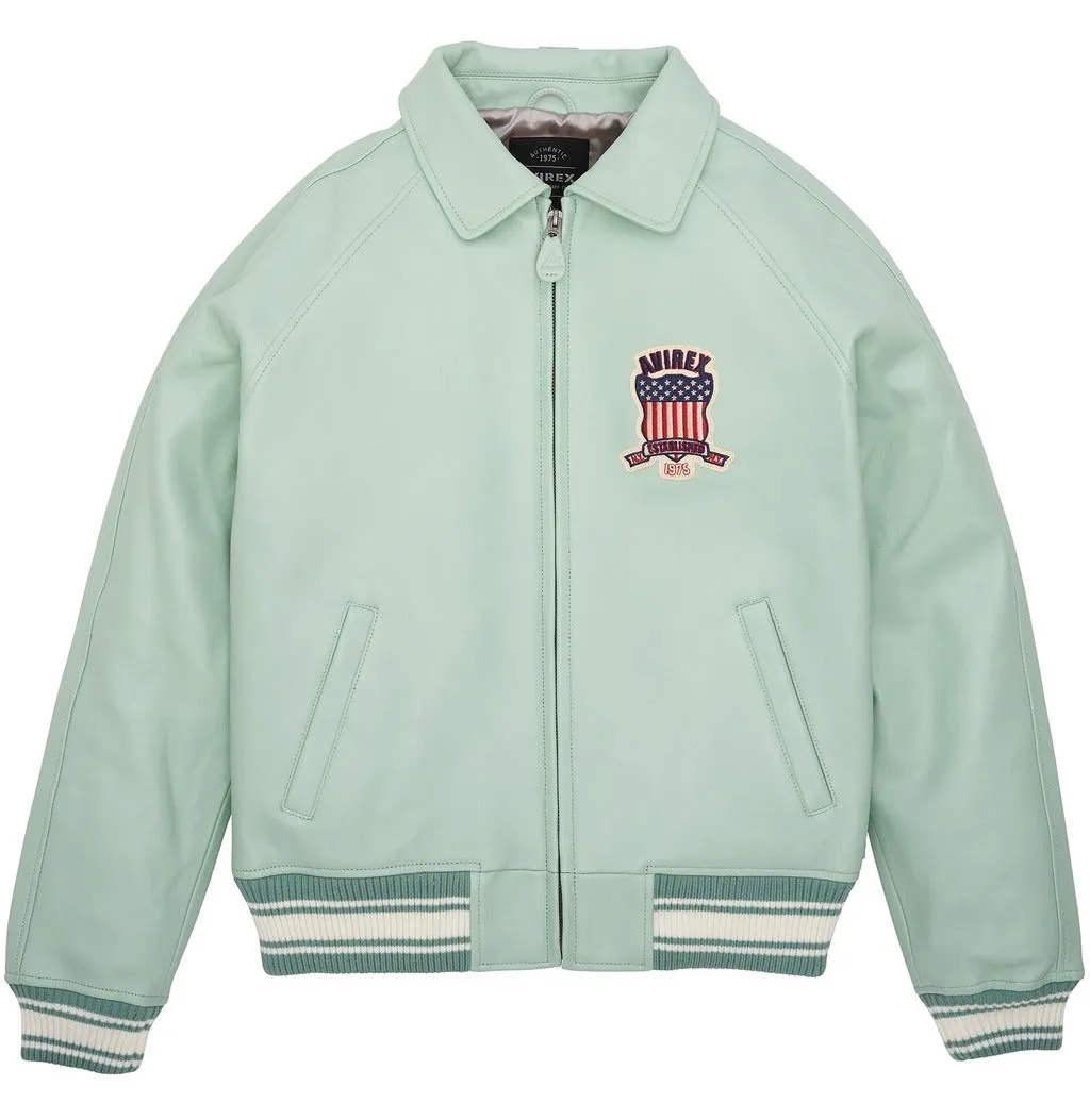 Womens Avirex Icon Seafoam Leather Jacket