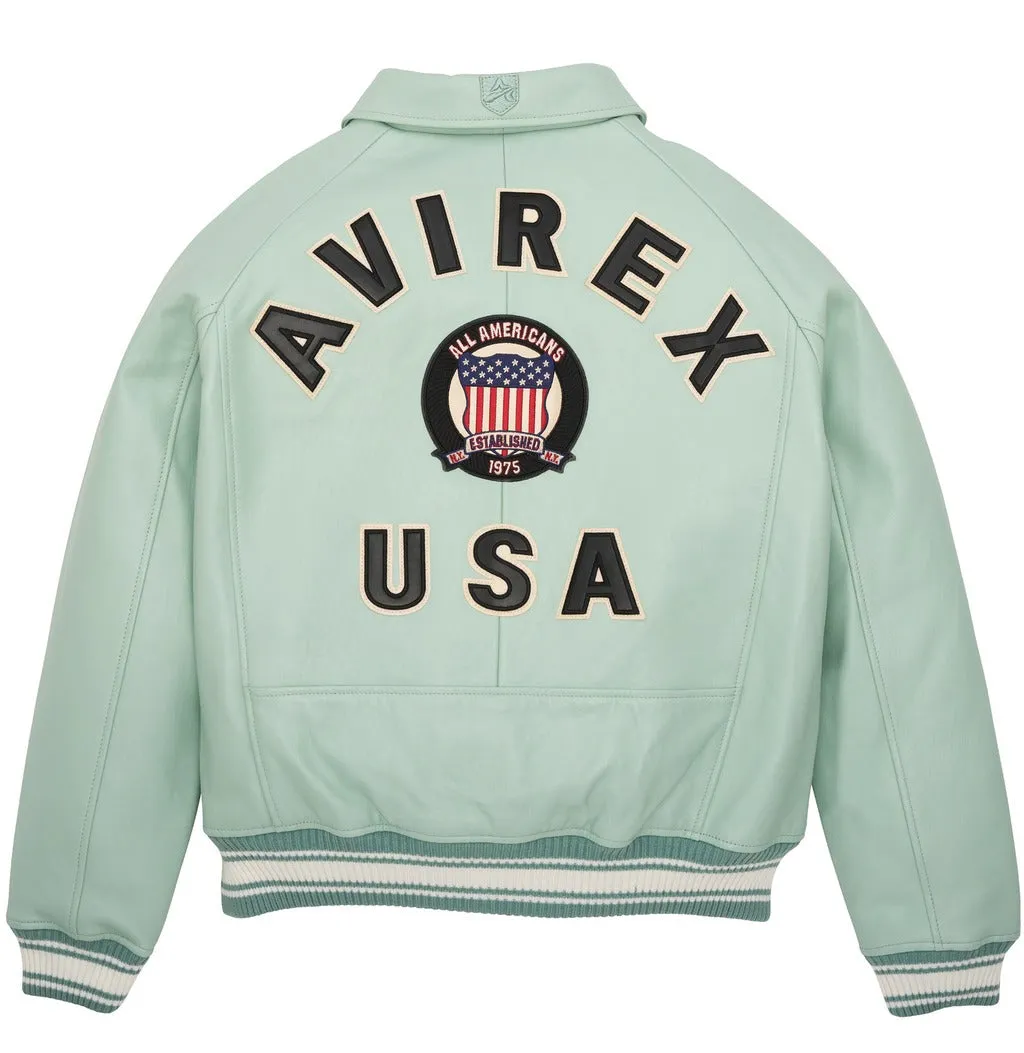 Womens Avirex Icon Seafoam Leather Jacket