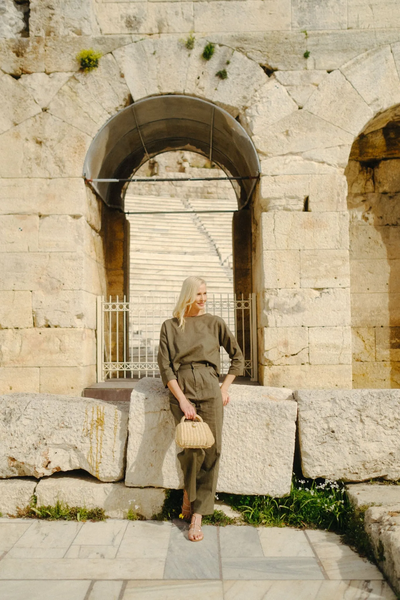 Xanthe Linen Top Khaki