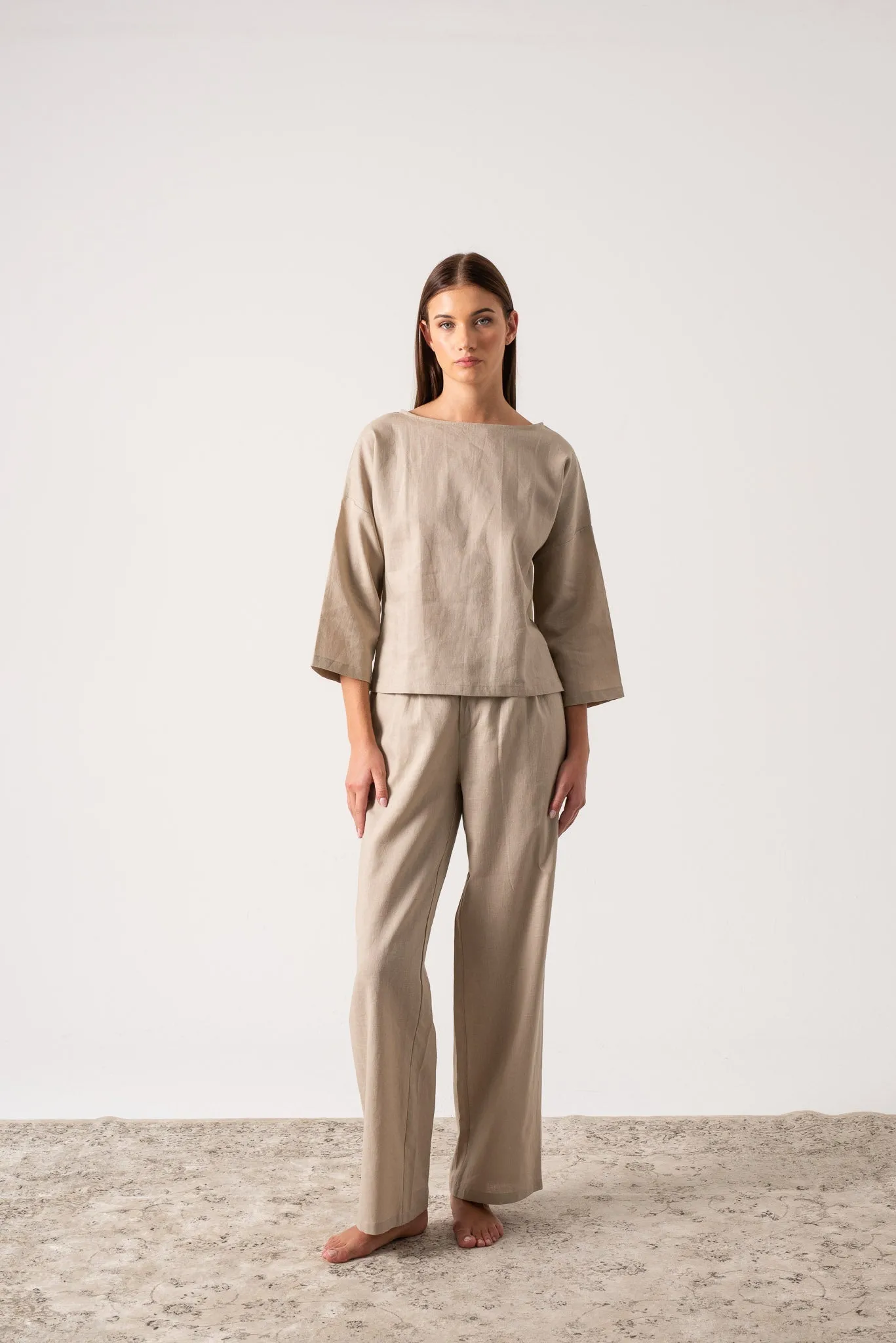 Xanthe Linen Top Oatmeal
