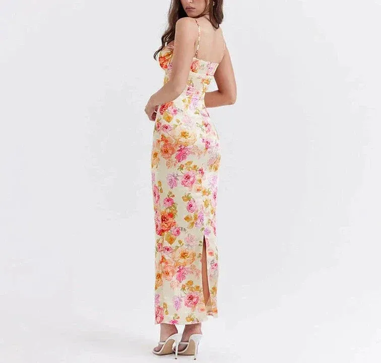 YESMYTOOL  -  Aliviana Floral Maxi Dress